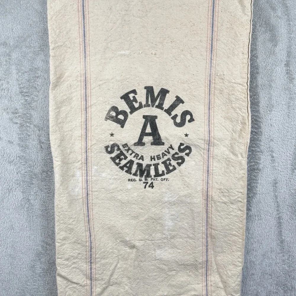 Vintage Bemis A Seamless Cloth Cotton Grain Feed Flour Sack Primitive Country